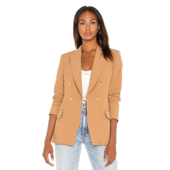 NEW A.L.C. Sedgwick II Jacket Double Breasted Peak Lapel Blazer Maple Tan Gold 4